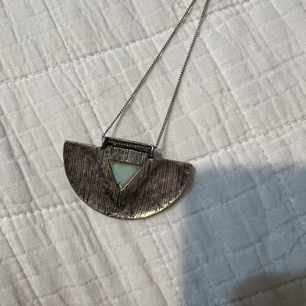 Long Silver And Turquoise Statement Necklace - image 4